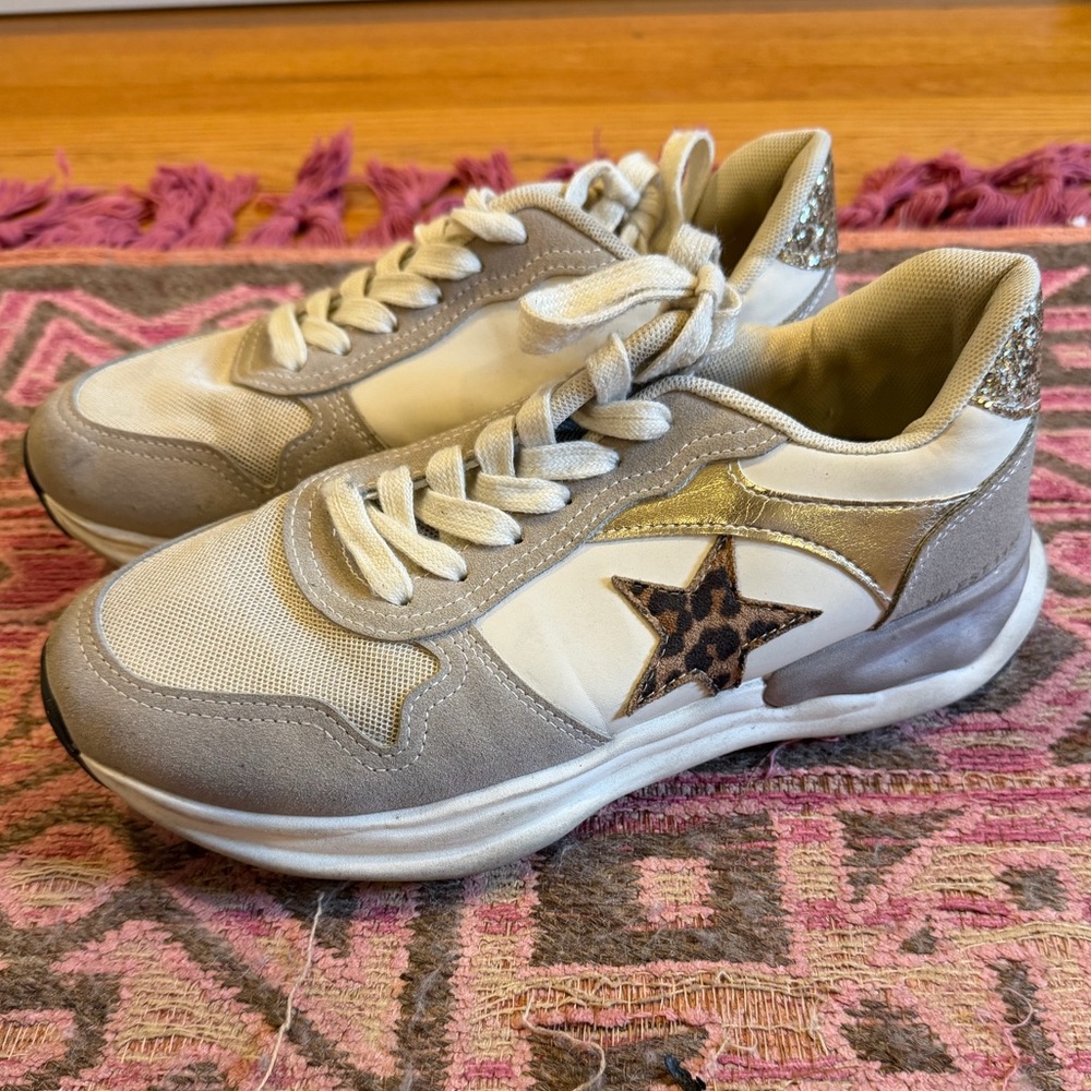 Vintage Havana Star Sneakers – Leopard & Gold Accent